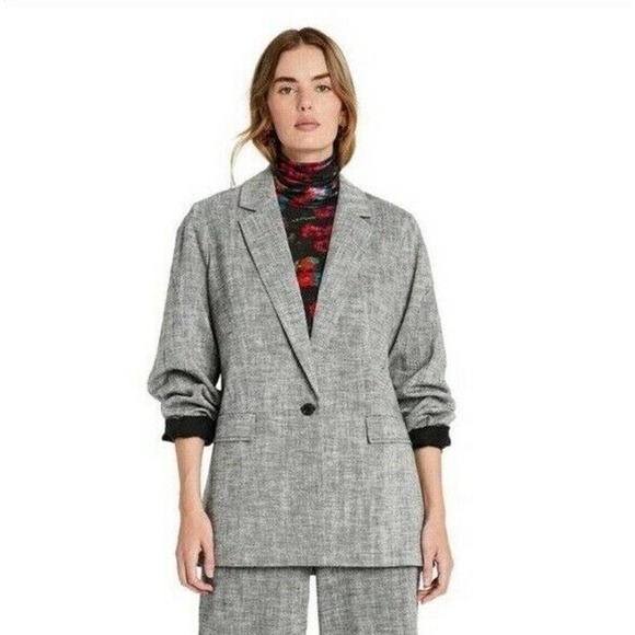Rachel Comey Jackets & Blazers - RACHEL COMEY x TARGET | Sz L Oversized Tweed Blazer Linen Cotton Blend Grey